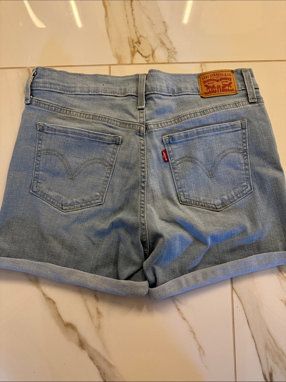 Levi's Light Blue Cuffed Denim Shorts
